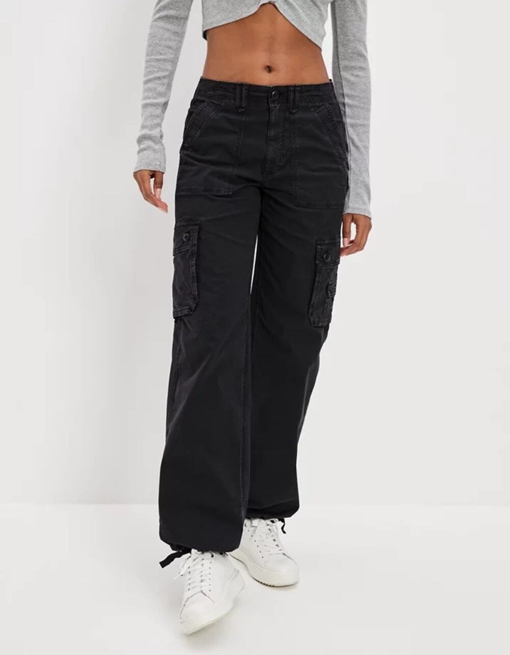 American Eagle Snappy Stretch Baggy Cargo Pants Charcoal Gray